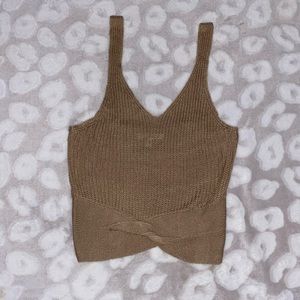 Light Brown Crossed Cropped Shirt in Size Medium
